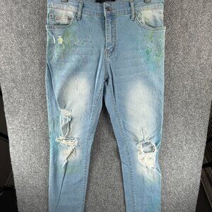 Amiri Jeans Men Painted Splatter Blue Denim Stretch Cotton Blend USA Made 31X32